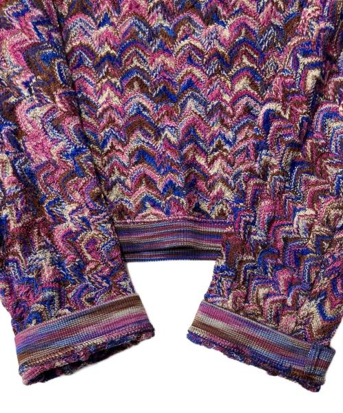missoni（ミッソーニ）missoni (ミッソーニ) ジグザグ柄ニット ピンク×ブルー サイズ:42の古着・服飾アイテム