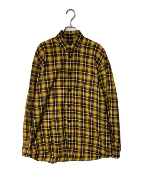 BALENCIAGA（バレンシアガ）BALENCIAGA (バレンシアガ) チェックシャツ イエロー×ブラウン サイズ:37の古着・服飾アイテム