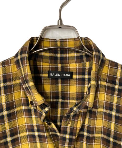 BALENCIAGA（バレンシアガ）BALENCIAGA (バレンシアガ) チェックシャツ イエロー×ブラウン サイズ:37の古着・服飾アイテム