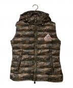 Pyrenexピレネックス）の古着「カモ柄フーデットダウンベスト」｜オリーブ×ブラウン
