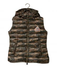 Pyrenex（ピレネックス）の古着「カモ柄フーデットダウンベスト」｜オリーブ×ブラウン
