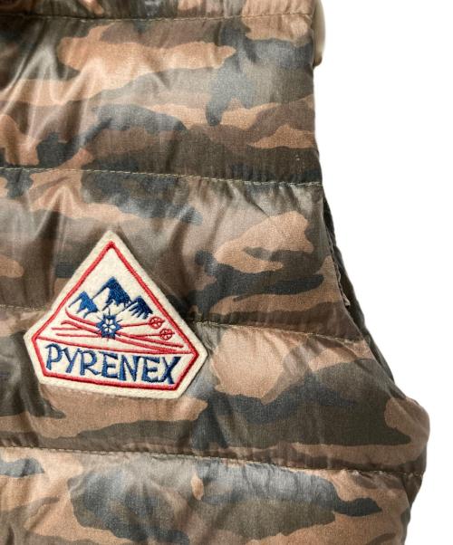 Pyrenex（ピレネックス）Pyrenex (ピレネックス) カモ柄フーデットダウンベスト オリーブ×ブラウン サイズ:36の古着・服飾アイテム