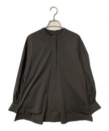 SINME（シンメ）の古着「バンドカラーボリュームシャツ プルオーバーシャツ」｜ダークブラウン
