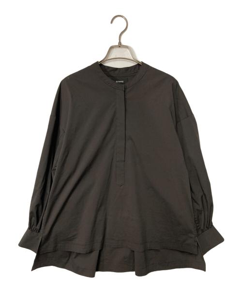 SINME（シンメ）SINME (シンメ) バンドカラーボリュームシャツ プルオーバーシャツ ダークブラウン サイズ:Mの古着・服飾アイテム