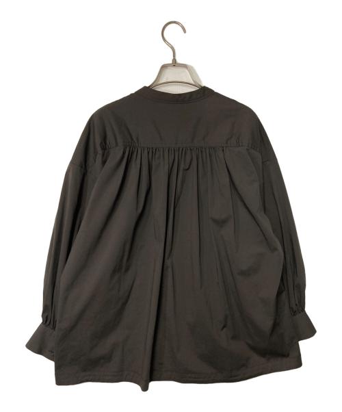 SINME（シンメ）SINME (シンメ) バンドカラーボリュームシャツ プルオーバーシャツ ダークブラウン サイズ:Mの古着・服飾アイテム
