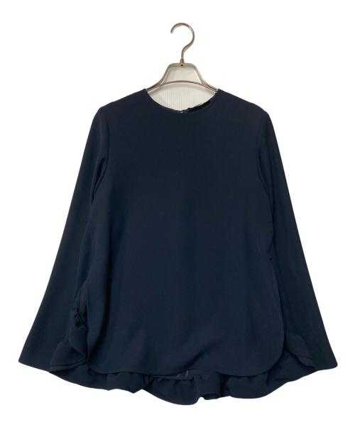 YOKO CHAN（ヨーコチャン）YOKO CHAN (ヨーコチャン) ロングスリーブバックフリルブラウス ネイビー サイズ:36の古着・服飾アイテム