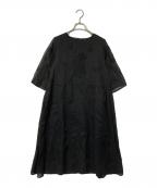 itobanashiイトバナシ）の古着「シアー袖切替刺繍ワンピース」｜ブラック