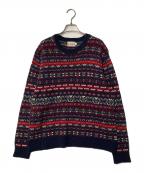 INVERALLANインバーアラン）の古着「フェアアイル柄 ウール クルーネックニット」｜ネイビー×レッド