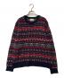 INVERALLAN（インバーアラン）の古着「フェアアイル柄 ウール クルーネックニット」｜ネイビー×レッド