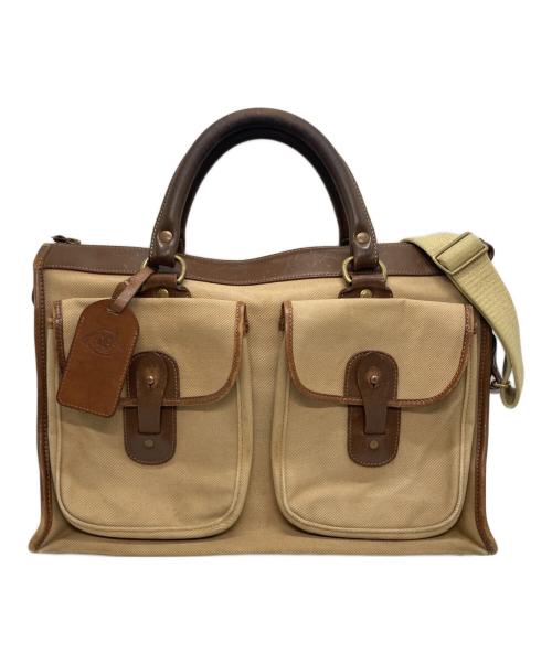 GHURKA（グルカ）GHURKA (グルカ) No.5 EXAMINER レザー×キャンバス 2WAYバッグ ブラウン×ベージュの古着・服飾アイテム