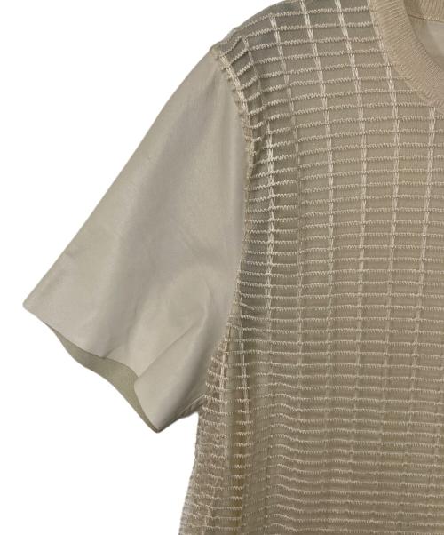 Salvatore Ferragamo（サルヴァトーレ フェラガモ）Salvatore Ferragamo (サルヴァトーレ フェラガモ) レザーシルク切替レースワンピース ベージュ サイズ:XLの古着・服飾アイテム