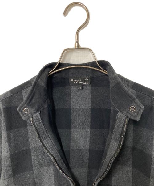 agnes b homme（アニエスベーオム）agnes b homme (アニエスベーオム) チェックジャケット ブラック×グレー サイズ:36の古着・服飾アイテム