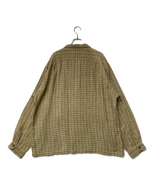 POLO RALPH LAUREN（ポロ・ラルフローレン）POLO RALPH LAUREN (ポロ・ラルフローレン) ARTIST WORKSHIRT リネンオープンカラーチェックシャツ ベージュ サイズ:XXLの古着・服飾アイテム