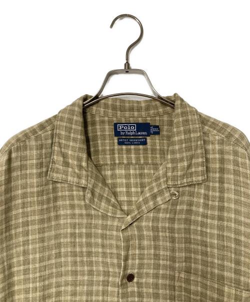 POLO RALPH LAUREN（ポロ・ラルフローレン）POLO RALPH LAUREN (ポロ・ラルフローレン) ARTIST WORKSHIRT リネンオープンカラーチェックシャツ ベージュ サイズ:XXLの古着・服飾アイテム