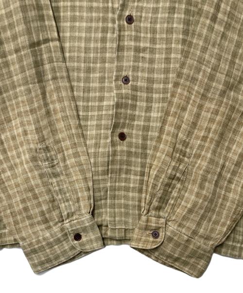POLO RALPH LAUREN（ポロ・ラルフローレン）POLO RALPH LAUREN (ポロ・ラルフローレン) ARTIST WORKSHIRT リネンオープンカラーチェックシャツ ベージュ サイズ:XXLの古着・服飾アイテム