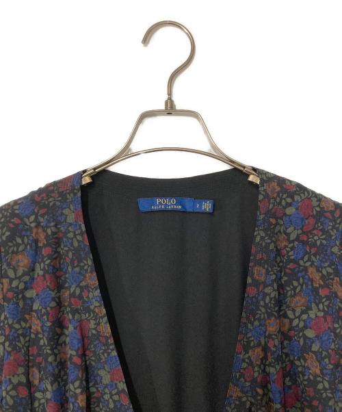 POLO RALPH LAUREN（ポロ・ラルフローレン）POLO RALPH LAUREN (ポロ・ラルフローレン) 花柄カシュクールワンピース ブラック サイズ:2の古着・服飾アイテム
