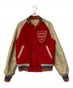 STYLE EYESスタイルアイズ）の古着「レザースリーブ スタジャン」｜レッド×ベージュ