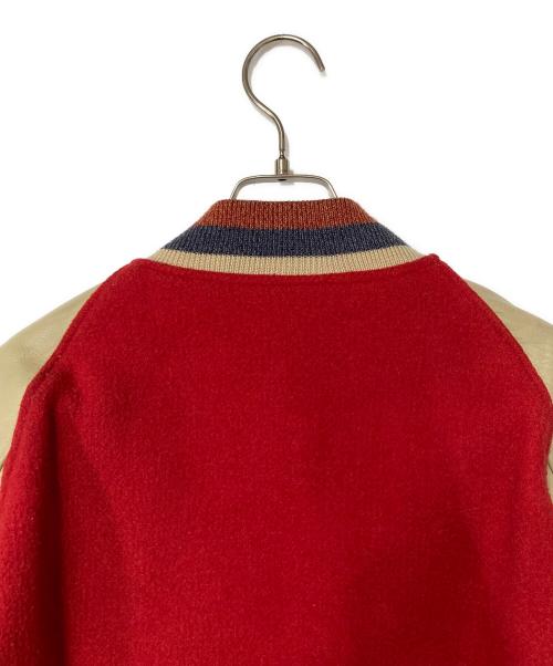 STYLE EYES（スタイルアイズ）STYLE EYES (スタイルアイズ) レザースリーブ スタジャン レッド×ベージュ サイズ:38の古着・服飾アイテム