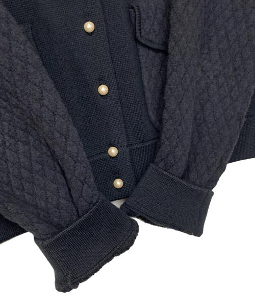 BALLSEY（ボールジィ）BALLSEY (ボールジィ) ウールコットンパールコンビ クルーネックカーディガン ネイビー サイズ:Sの古着・服飾アイテム