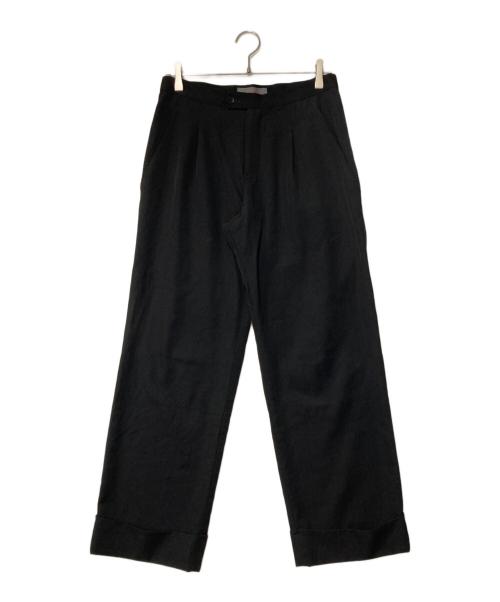 yohji yamamoto+noir（ヨウジヤマモトプリュスノアール）yohji yamamoto+noir (ヨウジヤマモトプリュスノアール) ウールタックパンツ ブラック サイズ:2の古着・服飾アイテム