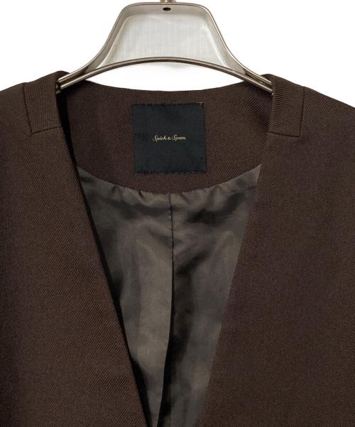 Spick and Span（スピックアンドスパン）Spick and Span (スピックアンドスパン) ウールライクノーカラールーズジャケット ブラウン サイズ:38の古着・服飾アイテム