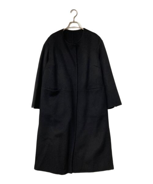 MUSE de Deuxieme Classe（ミューズ ドゥーズィエム クラス）MUSE de Deuxieme Classe (ミューズ ドゥーズィエム クラス) victorianリバーロングノーカラーコート ネイビー サイズ:36の古着・服飾アイテム