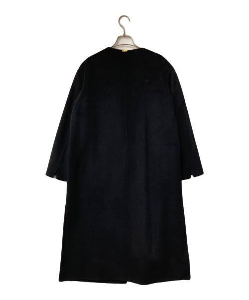 MUSE de Deuxieme Classe（ミューズ ドゥーズィエム クラス）MUSE de Deuxieme Classe (ミューズ ドゥーズィエム クラス) victorianリバーロングノーカラーコート ネイビー サイズ:36の古着・服飾アイテム