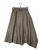 yohji yamamoto+noirヨウジヤマモトプリュスノアール）の古着「リネンラップデザインスカート」｜グレー