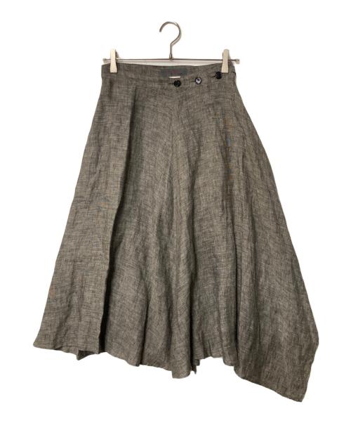 yohji yamamoto+noir（ヨウジヤマモトプリュスノアール）yohji yamamoto+Noir (ヨウジヤマモトプリュスノアール) リネンラップデザインスカート グレー サイズ:SIZE1の古着・服飾アイテム