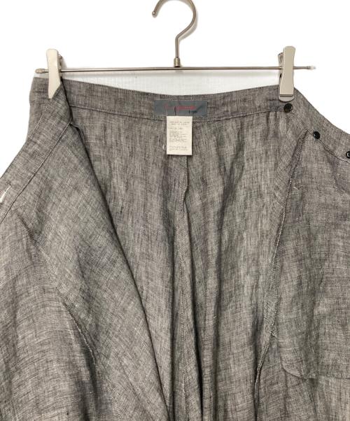 yohji yamamoto+noir（ヨウジヤマモトプリュスノアール）yohji yamamoto+Noir (ヨウジヤマモトプリュスノアール) リネンラップデザインスカート グレー サイズ:SIZE1の古着・服飾アイテム