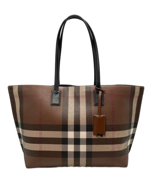 BURBERRY（バーバリー）BURBERRY (バーバリー) LL MD SOFT TB TOTE ブラウン×ブラックの古着・服飾アイテム