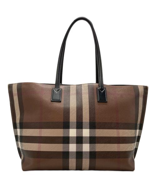 BURBERRY（バーバリー）BURBERRY (バーバリー) LL MD SOFT TB TOTE ブラウン×ブラックの古着・服飾アイテム