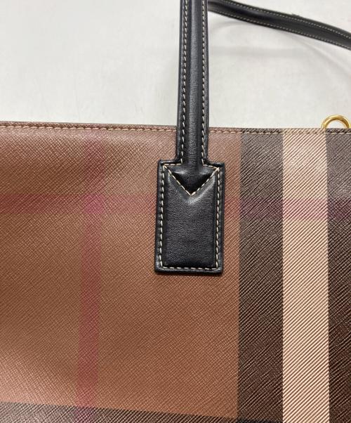 BURBERRY（バーバリー）BURBERRY (バーバリー) LL MD SOFT TB TOTE ブラウン×ブラックの古着・服飾アイテム