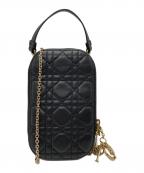 Christian Diorクリスチャン ディオール）の古着「Lady Dior Call'in Dior カナージュ ラムスキン フォンホルダー」｜ブラック