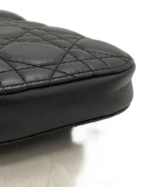 Christian Dior（クリスチャン ディオール）Christian Dior (クリスチャン ディオール) Lady Dior Call'in Dior カナージュ ラムスキン フォンホルダー ブラックの古着・服飾アイテム