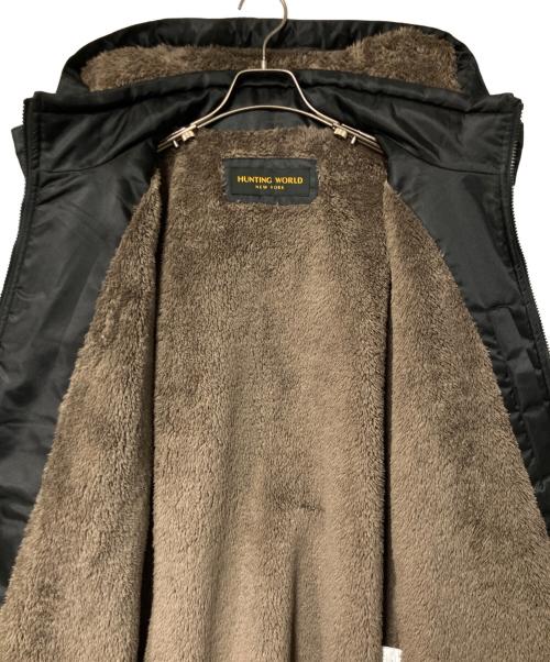 HUNTING WORLD（ハンティングワールド）HUNTING WORLD (ハンティングワールド) ロゴ刺繍裏ボアフーデットコート ブラック サイズ:Mの古着・服飾アイテム