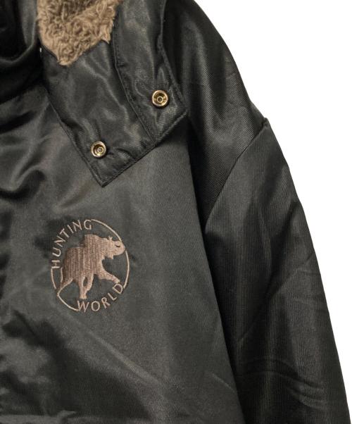 HUNTING WORLD（ハンティングワールド）HUNTING WORLD (ハンティングワールド) ロゴ刺繍裏ボアフーデットコート ブラック サイズ:Mの古着・服飾アイテム
