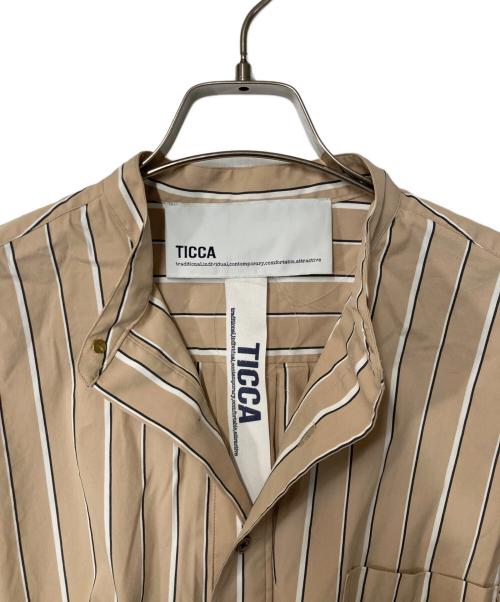 ticca（ティッカ）TICCA (ティッカ) ノーカラースクエアビッグシャツ ベージュ サイズ:Fの古着・服飾アイテム