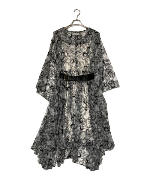 hazama（ハザマ）hazama (ハザマ) 狂った正義が辿る末路のレースワンピース ブラック×ホワイト サイズ:Freeの古着・服飾アイテム