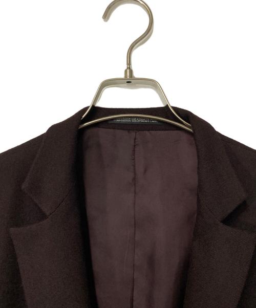 yohji yamamoto+noir（ヨウジヤマモトプリュスノアール）yohji yamamoto+Noir (ヨウジヤマモトプリュスノアール) ウール アシンメトリーデザイン ロングジャケット ブラウン サイズ:2の古着・服飾アイテム