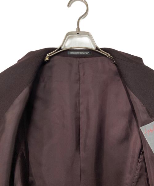 yohji yamamoto+noir（ヨウジヤマモトプリュスノアール）yohji yamamoto+Noir (ヨウジヤマモトプリュスノアール) ウール アシンメトリーデザイン ロングジャケット ブラウン サイズ:2の古着・服飾アイテム