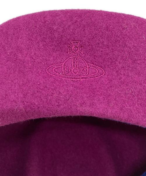 Vivienne Westwood（ヴィヴィアンウエストウッド）Vivienne Westwood (ヴィヴィアンウエストウッド) オーブ刺繍 ウールベレー帽 ピンク サイズ:S-Mの古着・服飾アイテム