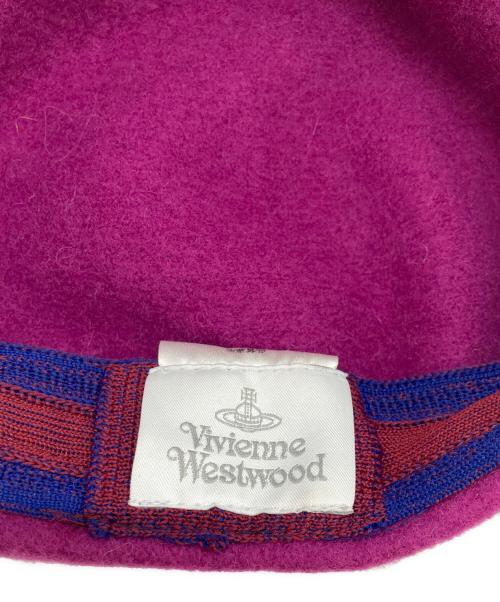 Vivienne Westwood（ヴィヴィアンウエストウッド）Vivienne Westwood (ヴィヴィアンウエストウッド) オーブ刺繍 ウールベレー帽 ピンク サイズ:S-Mの古着・服飾アイテム