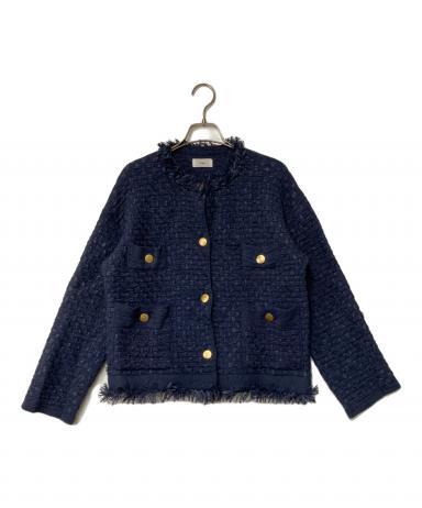 中古・古着通販】IENA (イエナ) ツイードニットジャケット ネイビー