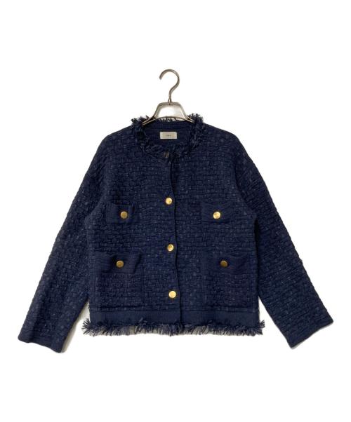 IENA（イエナ）IENA (イエナ) ツイードニットジャケット ネイビー サイズ:FREEの古着・服飾アイテム