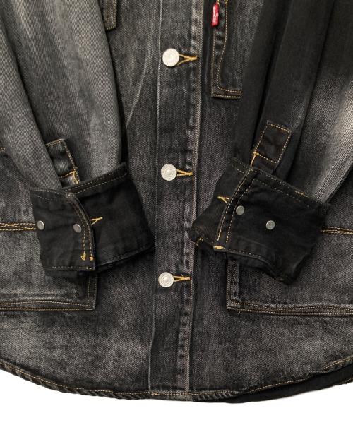 FenG CHen WANG（フェンチェンワン）FenG CHen WANG (フェンチェンワン) LEVI'S RED (リーバイス レッド) Crossover Tie Dye Denim Jacket ブラック×グレー サイズ:Ｍの古着・服飾アイテム