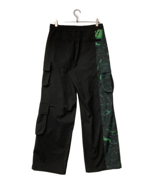 FenG CHen WANG（フェンチェンワン）FenG CHen WANG (フェンチェンワン) Lacquerware Print Cargo Pants ブラック×グリーン サイズ:Lの古着・服飾アイテム