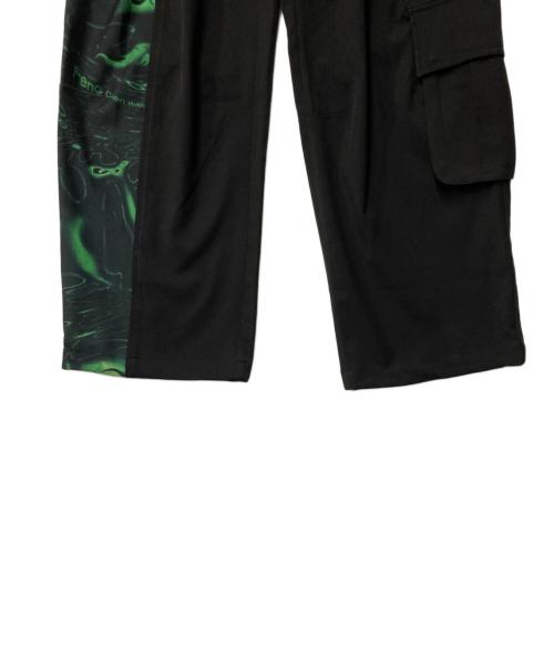 FenG CHen WANG（フェンチェンワン）FenG CHen WANG (フェンチェンワン) Lacquerware Print Cargo Pants ブラック×グリーン サイズ:Lの古着・服飾アイテム