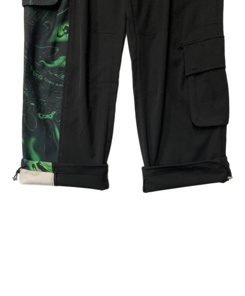 FenG CHen WANG（フェンチェンワン）FenG CHen WANG (フェンチェンワン) Lacquerware Print Cargo Pants ブラック×グリーン サイズ:Lの古着・服飾アイテム