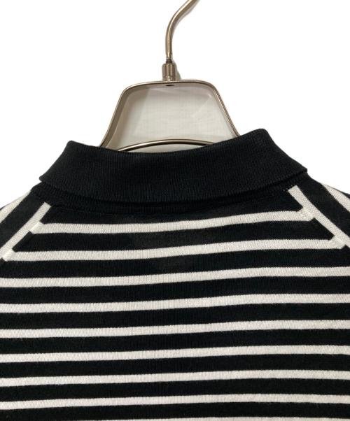 JOHN SMEDLEY（ジョンスメドレー）JOHN SMEDLEY (ジョンスメドレー) ボーダーポロシャツ ブラック×ホワイト サイズ:Lの古着・服飾アイテム